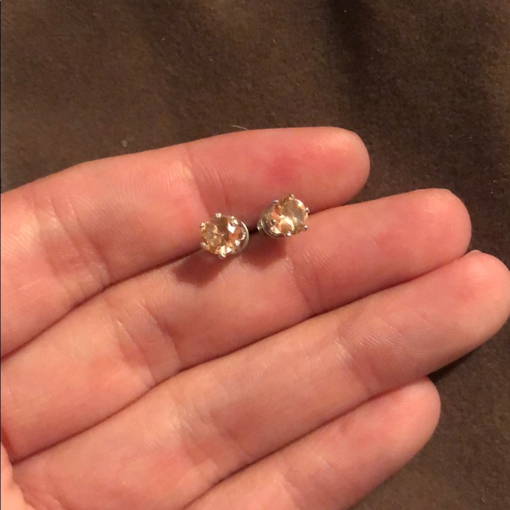 Pink stone stud earrings
